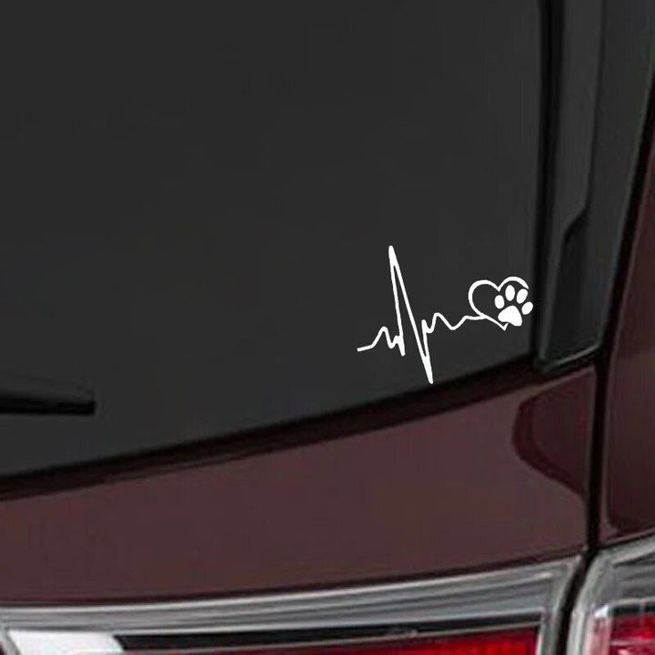 Cute ECG Heart & Paw Car Decal