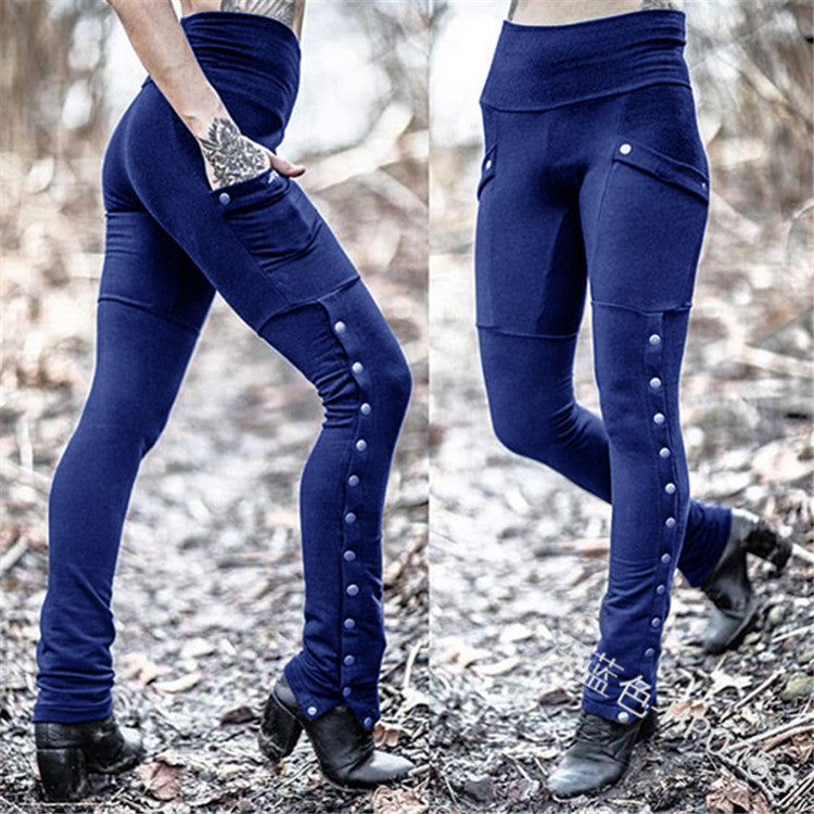 Rivet split sexy feet pants