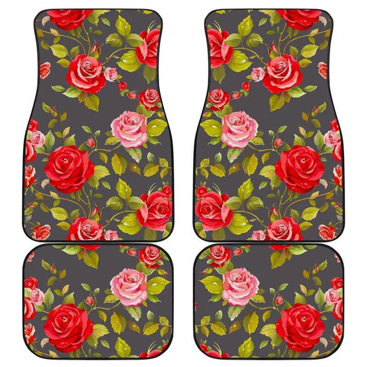 Rose-Blush Floral Car Floor Mats Set (4PCs)