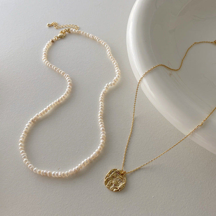 Pearl Metal Choker Clavicle Chain