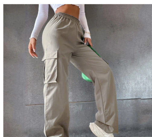 Beltless Trousers High Waist Wide Leg Straight