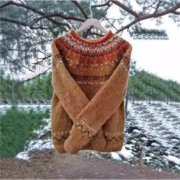 Women's Round Neck Multicolor Loose Fashion Pullover Sweater