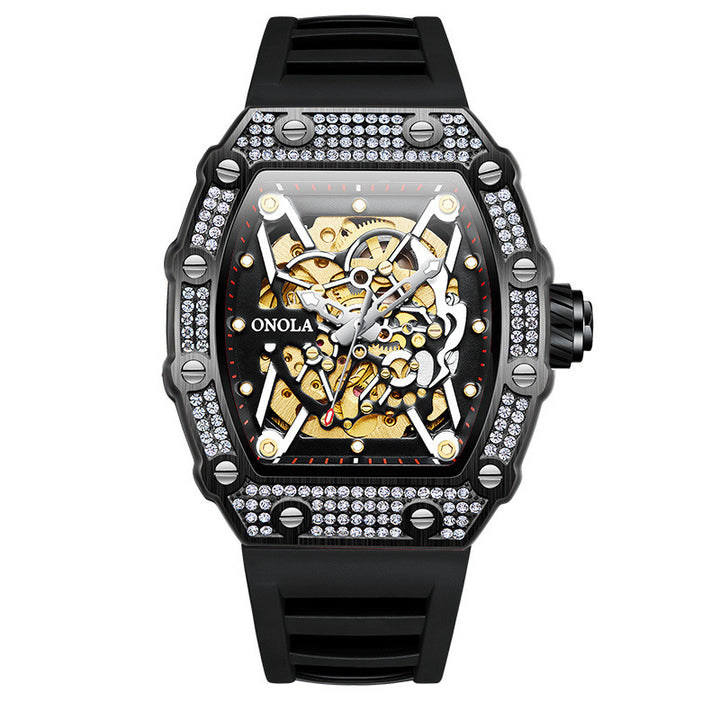 Men's Fashion And Fully-jewelled Automatic Silicone Band Waterproof Mechanical Watch