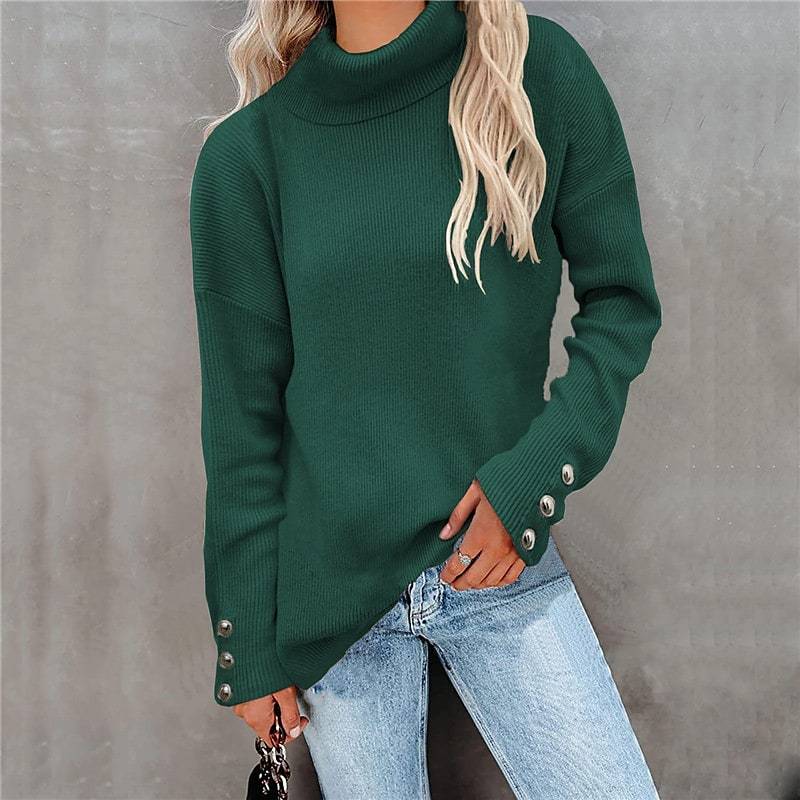 Striped High Head Loose Solid Color Sweater
