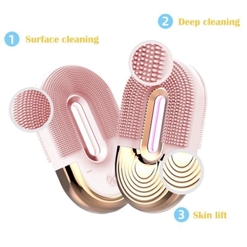 Ultrasonic Silicone Facial Cleansing Brush with Wireless Charging