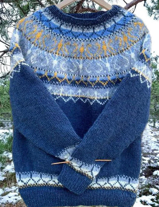 Women's Round Neck Multicolor Loose Fashion Pullover Sweater