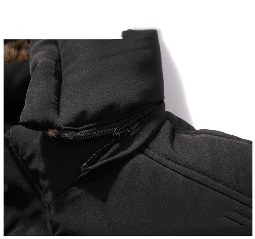 Mid-Length Men'S Cotton-Padded Jacket with Hood - MRSLM