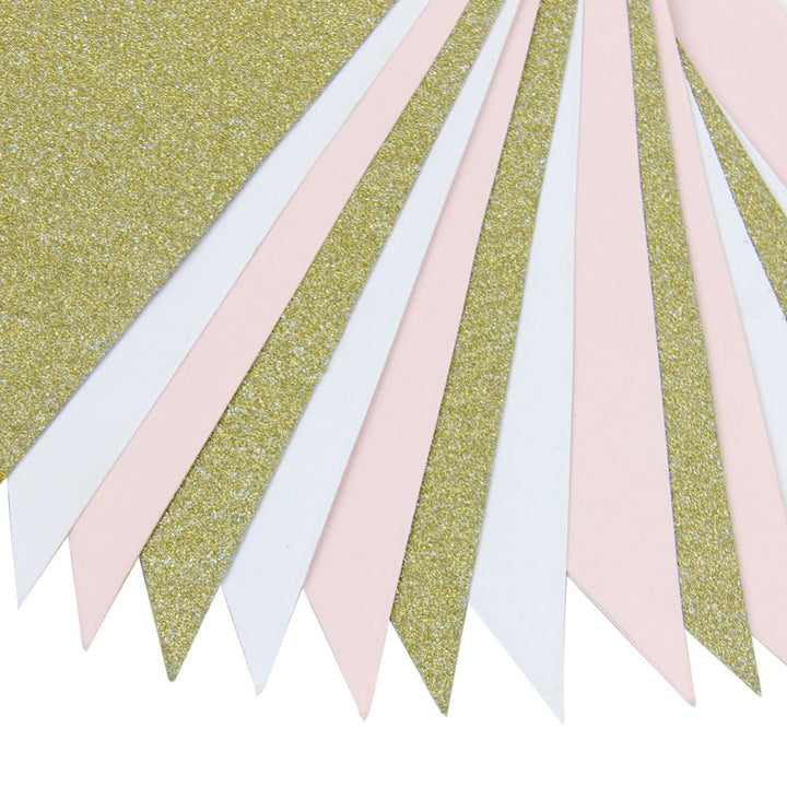 Pink and White Flag Garland for Party