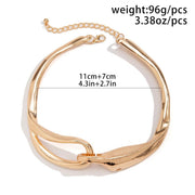 Gold chunky metal buckle choker necklace, view 7 - MRSLM