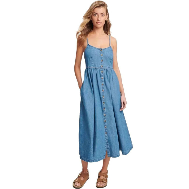 denim suspender dress, view 5 - MRSLM