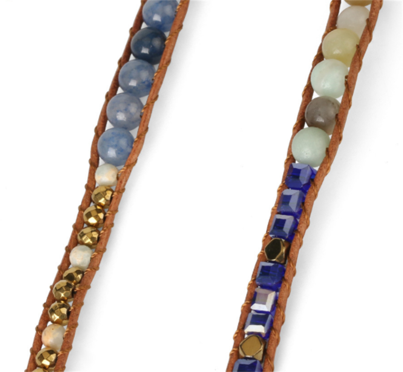 leather wrap blue aventurine bracelet, view 3 - MRSLM