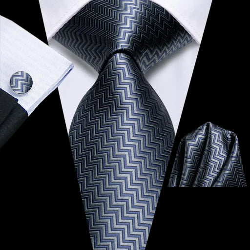 elegant grey silk tie set for men - MRSLM