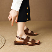 retro low heel leather sandals, view 8 - MRSLM