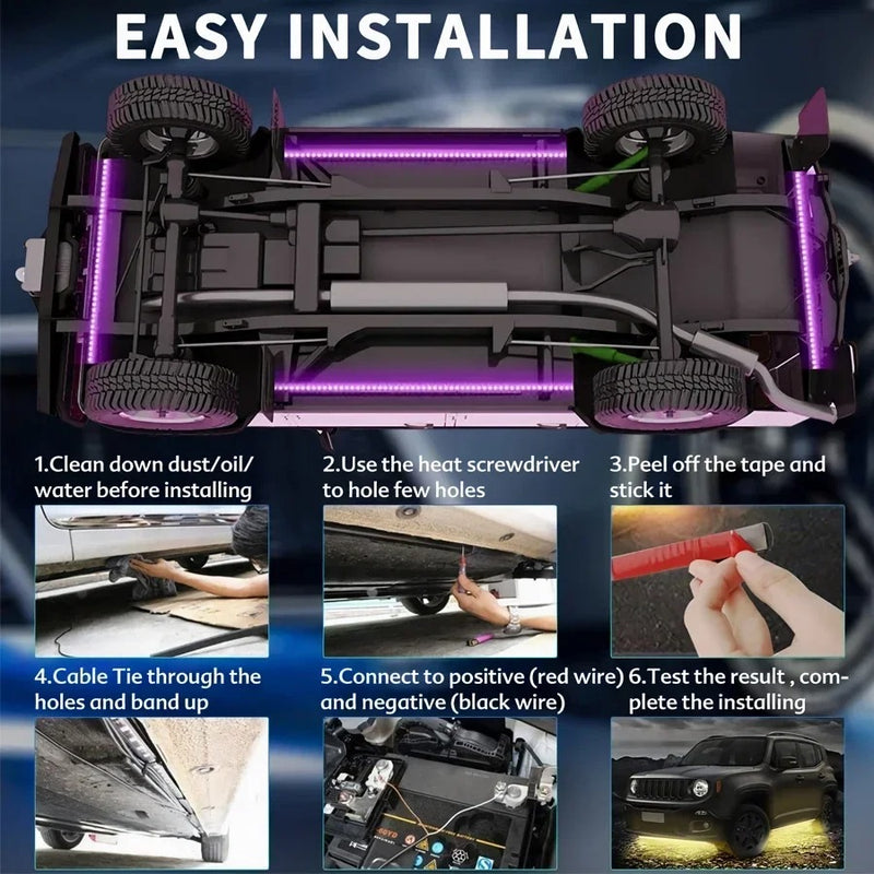 car underglow LED strip light kit, view 7 - MRSLM