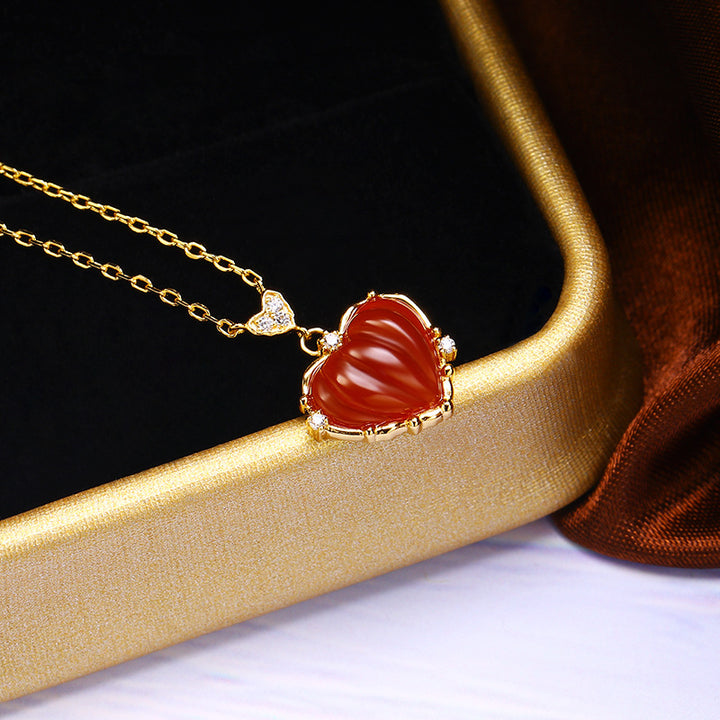 S925 Sterling Silver Red Agate Collar Necklace