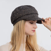 women's striped winter beret, view 4 - MRSLM