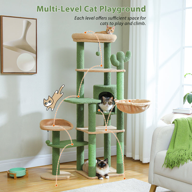 large cactus cat tree tower, view 3 - MRSLM