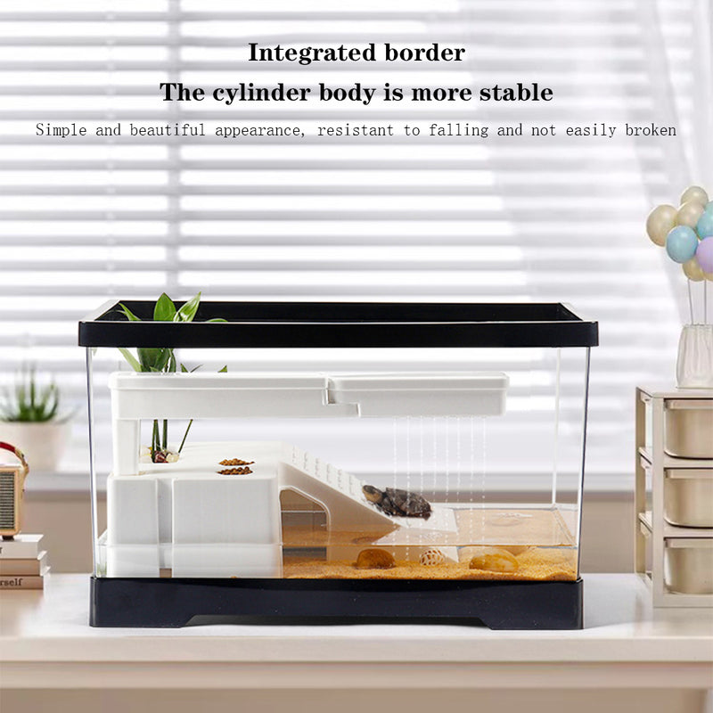 turtle tank with drain and basking platform, view 4 - MRSLM
