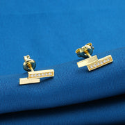 geometric square zircon ear studs - MRSLM