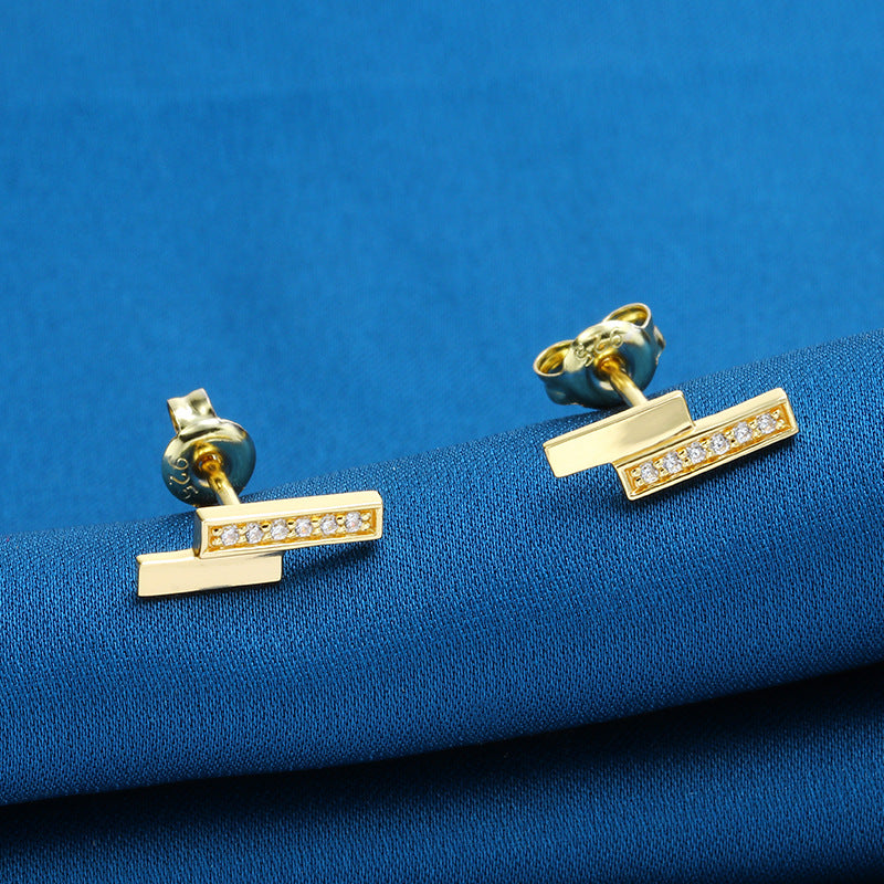 geometric square zircon ear studs - MRSLM