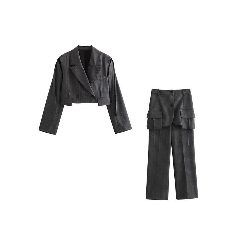 colorblock striped two-piece set, view 7 - MRSLM