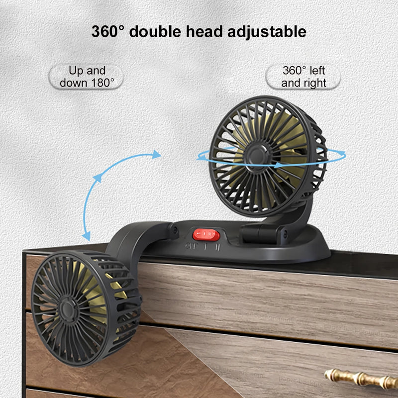 dual head USB car fan, view 8 - MRSLM