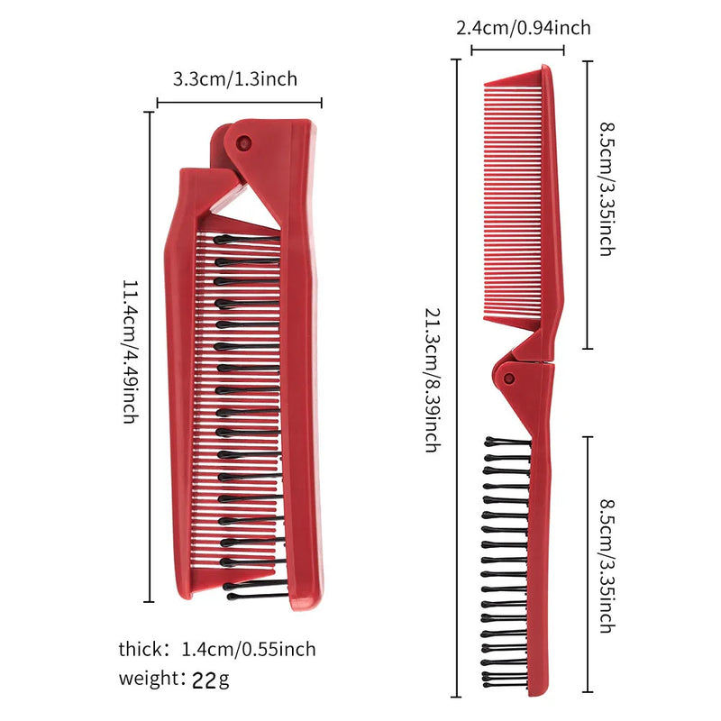 mini red folding pocket comb, view 9 - MRSLM