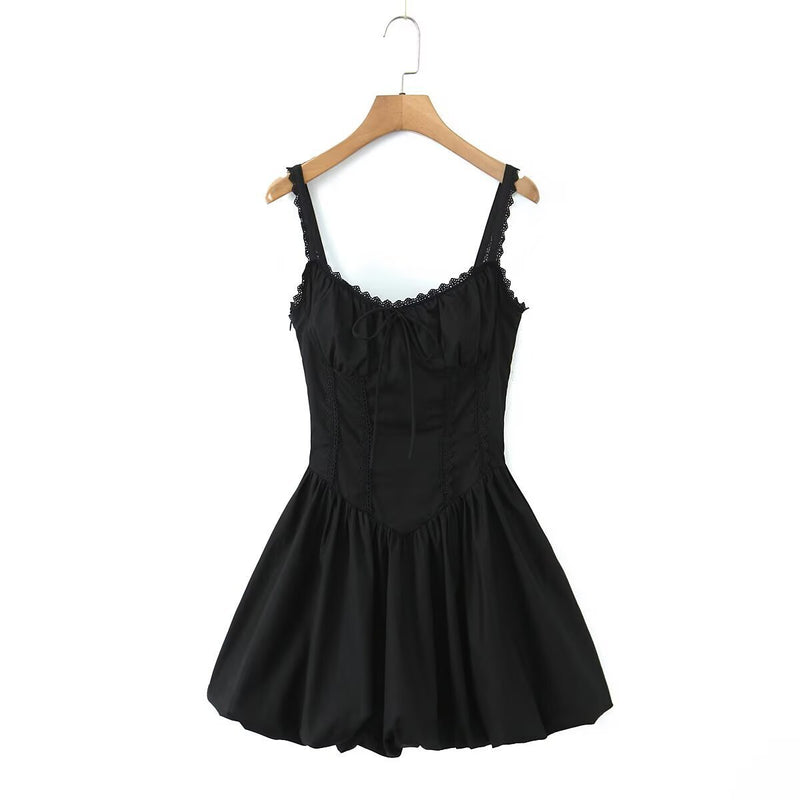 lace splicing sling dress, view 6 - MRSLM