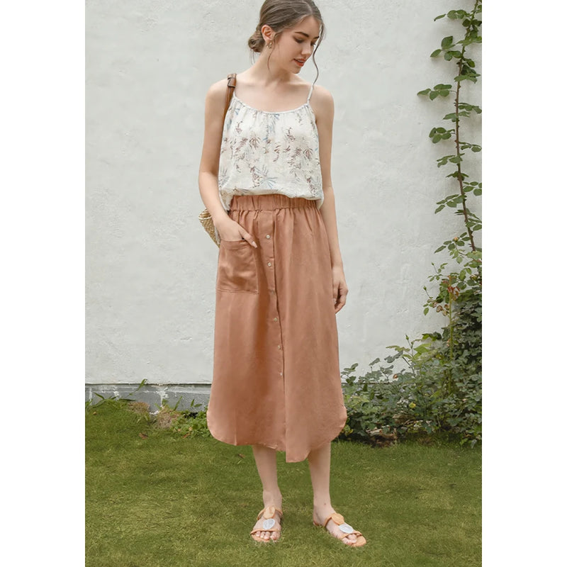 cotton linen maxi skirt, view 5 - MRSLM