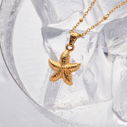 18k gold plated starfish pendant necklace, view 4 - MRSLM