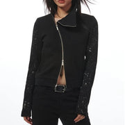 Turtleneck double zipper plush jacket - MRSLM