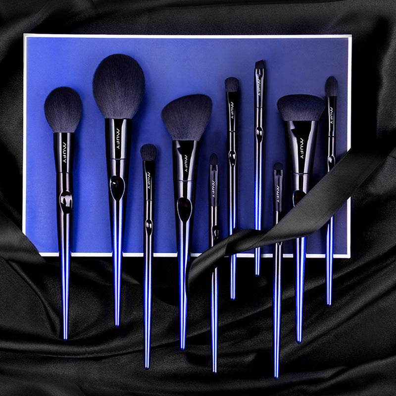 blue 10-piece makeup brush set - MRSLM