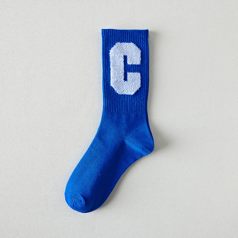 trendy cotton blue Harajuku socks, view 2 - MRSLM
