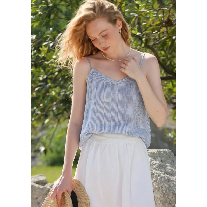 striped linen cami top, view 5 - MRSLM