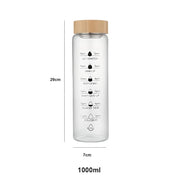 glass water bottle with time marker, view 3 - MRSLM