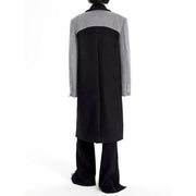 woolen contrast color coat, view 4 - MRSLM