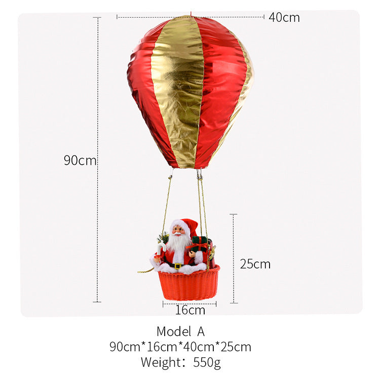 santa hot air balloon christmas decor, view 6 - MRSLM