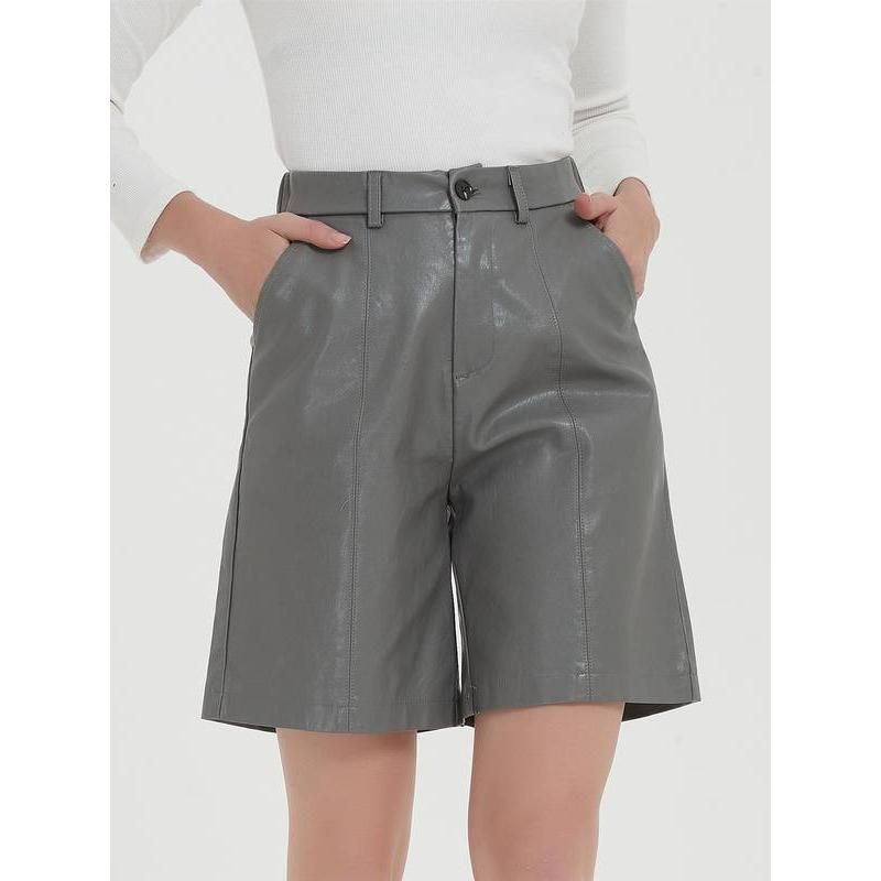 knee-length PU leather shorts, view 5 - MRSLM