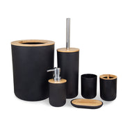 6-piece bamboo bathroom accessories set, view 4 - MRSLM