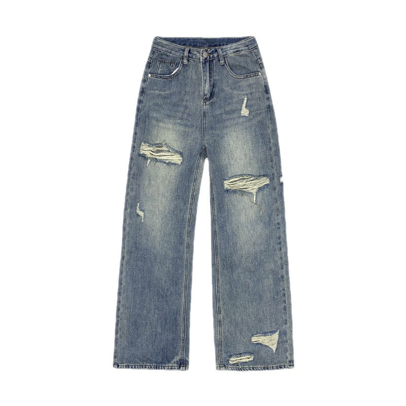 Ripped washed wide-leg jeans, view 2 - MRSLM