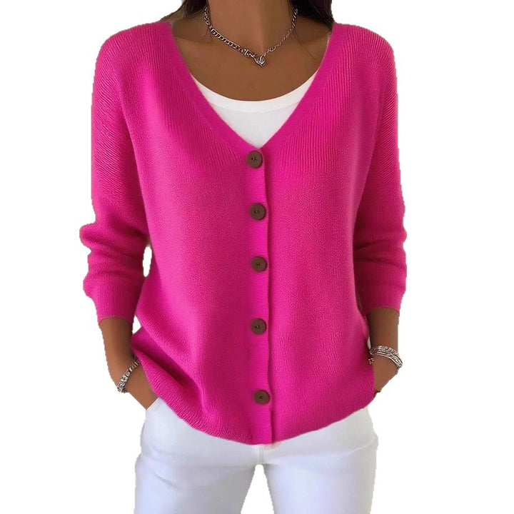 Women's Clothes Solid Color Knitted Button Cardigan Sweater