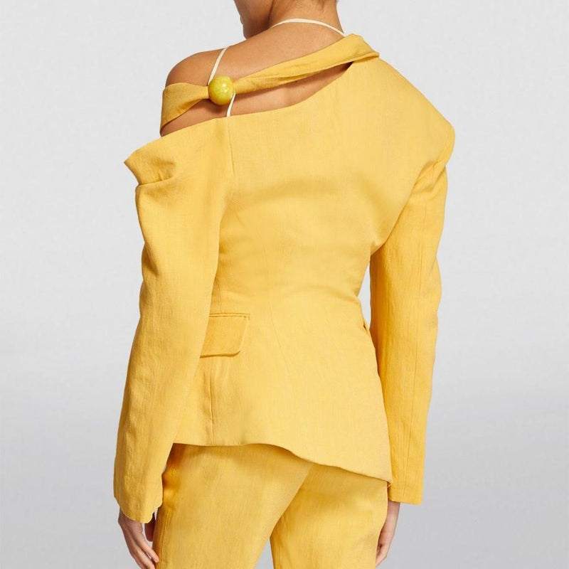 oblique shoulder women's blazer, view 5 - MRSLM