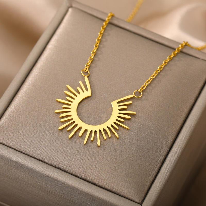 half circle sun pendant necklace - MRSLM