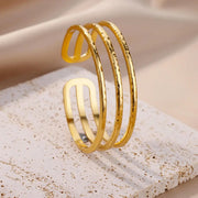 multi-layer gold stainless steel bangle bracelet, view 5 - MRSLM