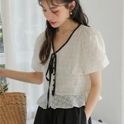 vintage lace puff sleeve shirt, view 5 - MRSLM