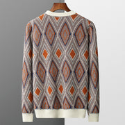 round neck retro rhombus sweater, view 4 - MRSLM
