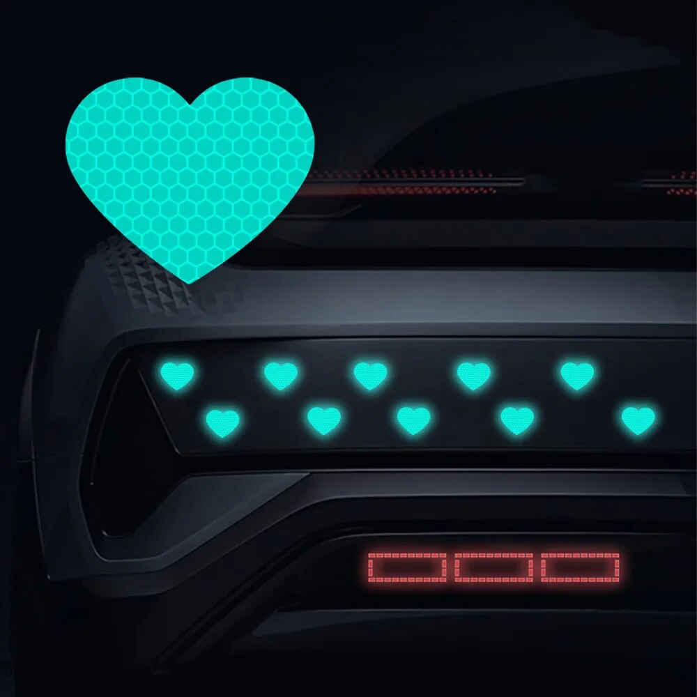 Reflective Heart-Shaped Safety Stickers for Vehicles