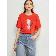 women's stretch printed drop sleeve tee, view 3 - MRSLM