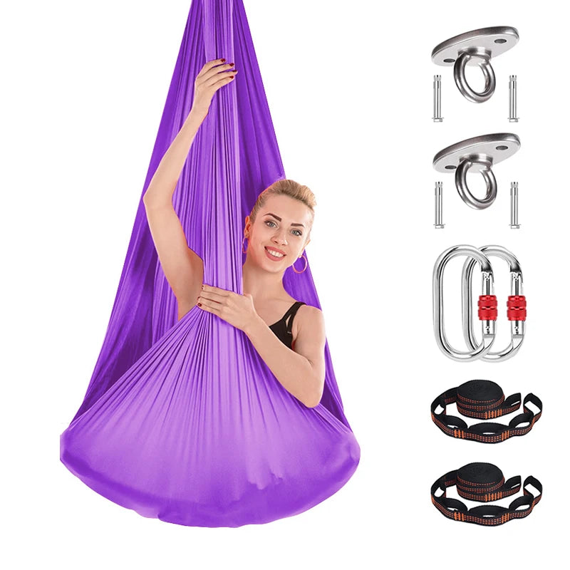 aerial silk yoga hammock set, view 2 - MRSLM