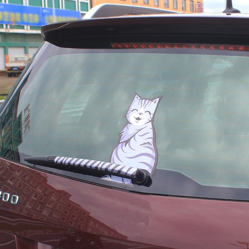 Reflective Cartoon Cat Car Stickers with Moving Tail